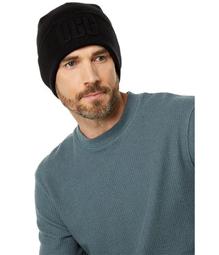 Gorro UGG Masculino com Logo 3D Preto Tamanho Regular