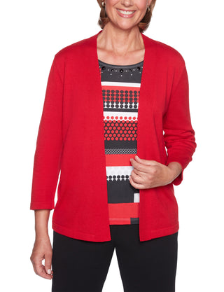 Alfred Dunner Petite Sutton Place Top em camadas feminino tamanho PXL