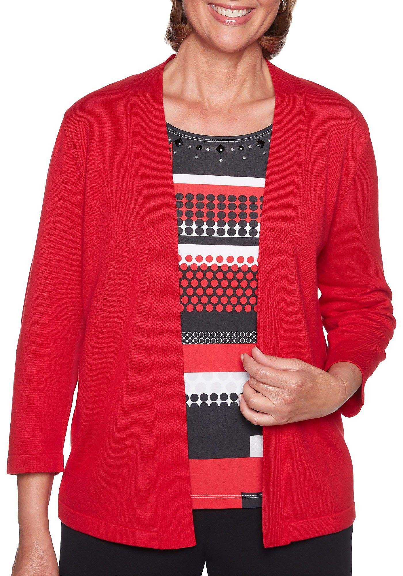 Alfred Dunner Petite Sutton Place Top em camadas feminino tamanho PXL