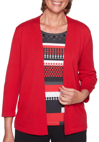 Alfred Dunner Petite Sutton Place Top em camadas feminino tamanho PXL