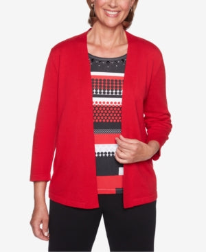 Alfred Dunner Petite Sutton Place Top em camadas feminino tamanho PXL