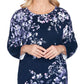 Alfred Dunner Suéter Feminino Wisteria Lane Assimétrico Estampado Floral Azul Tamanho 3X