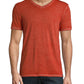 Lucky Brand Camiseta Masculina Burnout Gola V Manga Curta Vermelha Tamanho Médio
