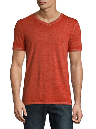 Lucky Brand Camiseta Masculina Burnout Gola V Manga Curta Vermelha Tamanho Médio