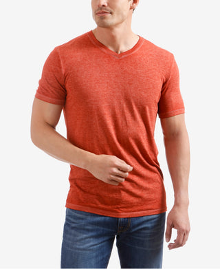 Lucky Brand Camiseta Masculina Burnout Gola V Manga Curta Vermelha Tamanho Médio