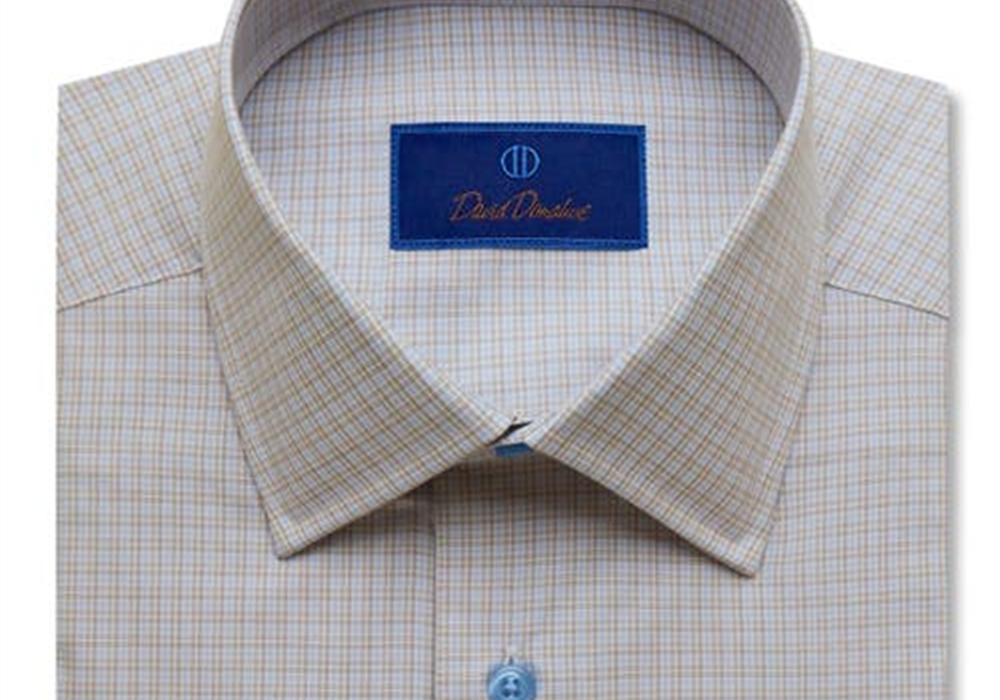 Camisa social xadrez fina David Donahue, Dune - Tamanho 16,5 32