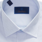 Camisa social xadrez fina David Donahue Regular Fit, azul, tamanho 16,5 a 32