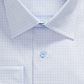 Camisa social xadrez fina David Donahue Regular Fit, azul, tamanho 16,5 a 32