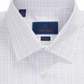 Camisa social xadrez David Donahue Trim Fit em branco/lilás, tamanho 16,5 - 34