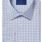 Camisa social David Donahue Regular Fit Tattersall de algodão em azul/roxo/branco, tamanho 16 a 34
