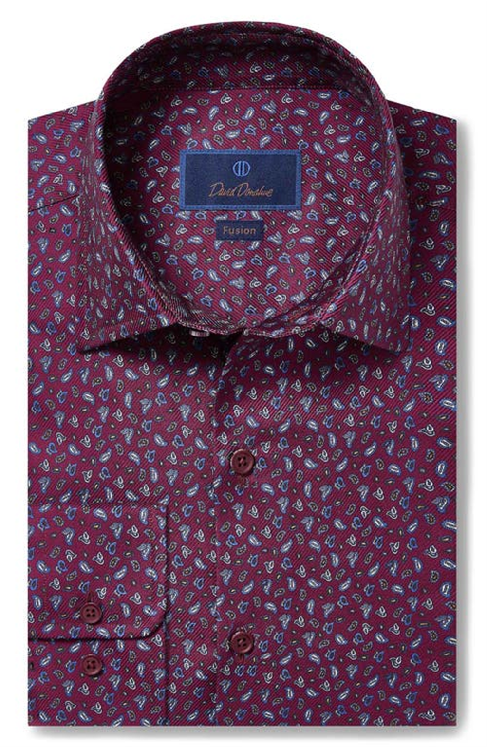Camisa David Donahue tamanho 16 vinho mini paisley