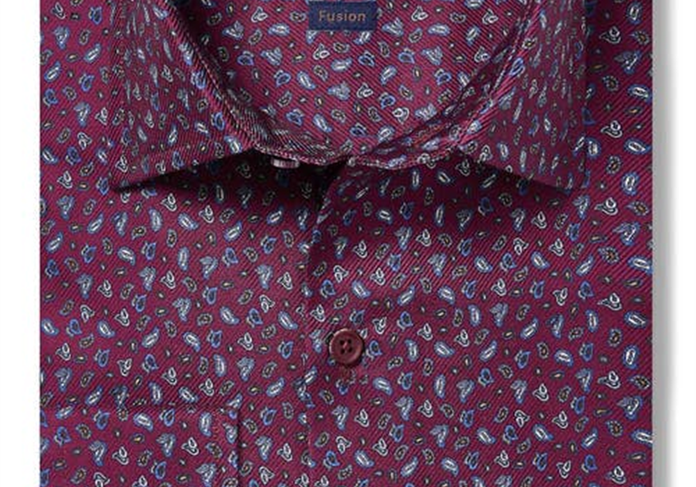 Camisa David Donahue tamanho 16 vinho mini paisley