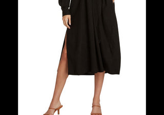 Vestido midi de manga comprida preto Willow Nadine para mulheres, tamanho médio