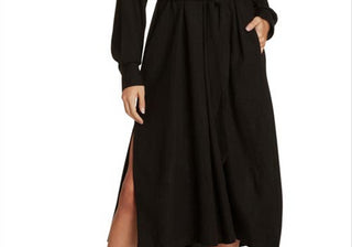 Vestido midi de manga comprida preto Willow Nadine para mulheres, tamanho médio