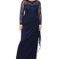 XSCAPE Women's Embroidered & Beaded Long Sleeve Gown Blue Size 22W
