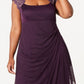 Vestido de renda franzido feminino XSCAPE, roxo, tamanho pequeno e pequeno