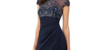 Vestido de noite longo com contas XSCAPE feminino, azul, tamanho 16