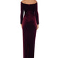 Vestido de veludo feminino XSCAPE ombro a ombro vermelho tamanho 10