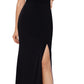 Vestido feminino XSCAPE com um ombro só e fenda alta, preto, tamanho 10, pequeno