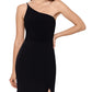 Vestido feminino XSCAPE com um ombro só e fenda alta, preto, tamanho 10, pequeno