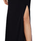 Vestido feminino XSCAPE com um ombro só e fenda alta, preto, tamanho 10, pequeno