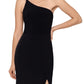 Vestido feminino XSCAPE com um ombro só e fenda alta, preto, tamanho 14, pequeno