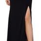 Vestido feminino XSCAPE com um ombro só e fenda alta, preto, tamanho 14, pequeno