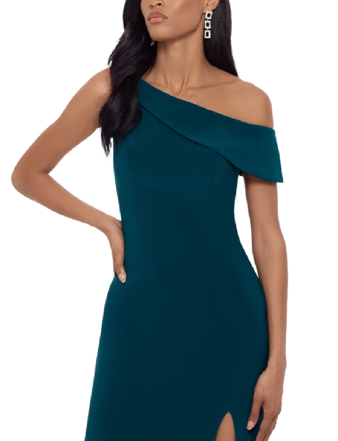 Vestido feminino XSCAPE de um ombro só, verde, tamanho 4