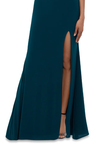 Vestido feminino XSCAPE de um ombro só, verde, tamanho 4