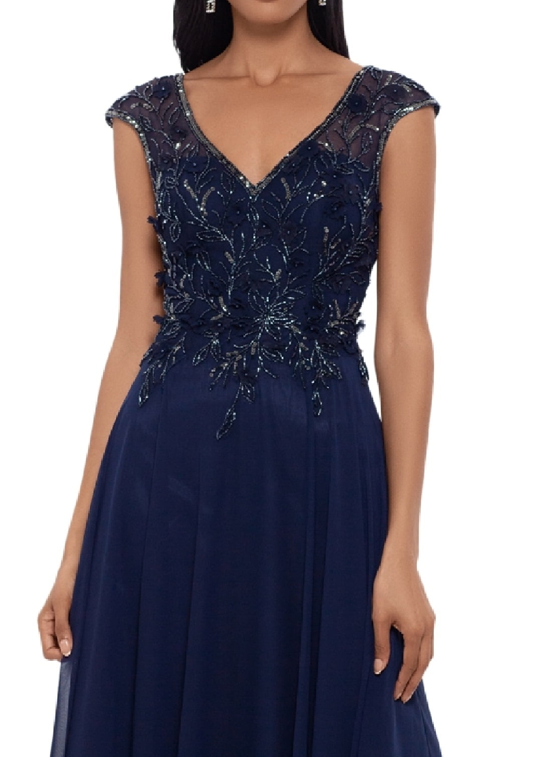 Vestido feminino Xscape de chiffon com contas e ajuste evasê, tamanho 10