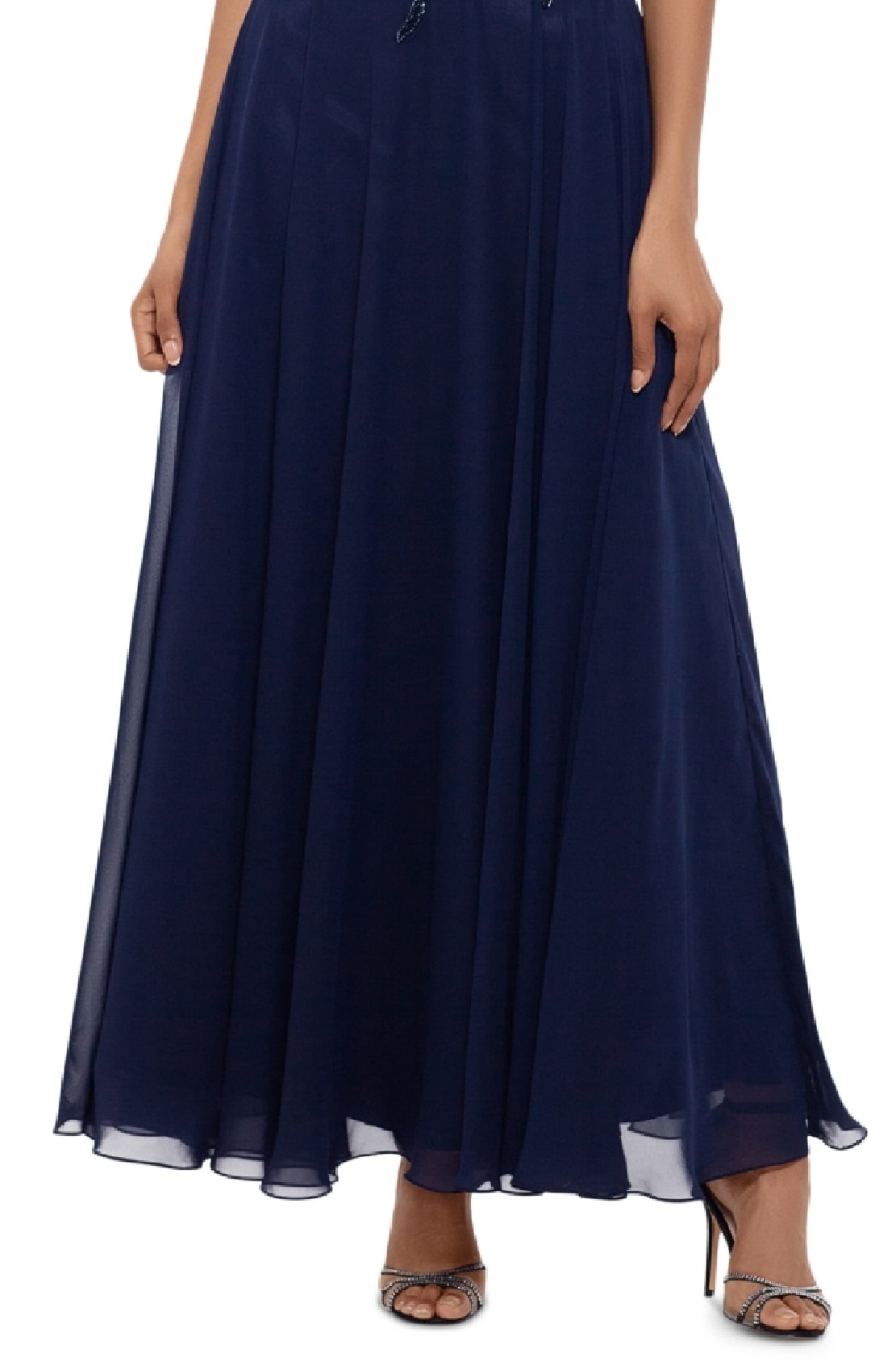 Vestido feminino Xscape de chiffon com contas e ajuste evasê, tamanho 10