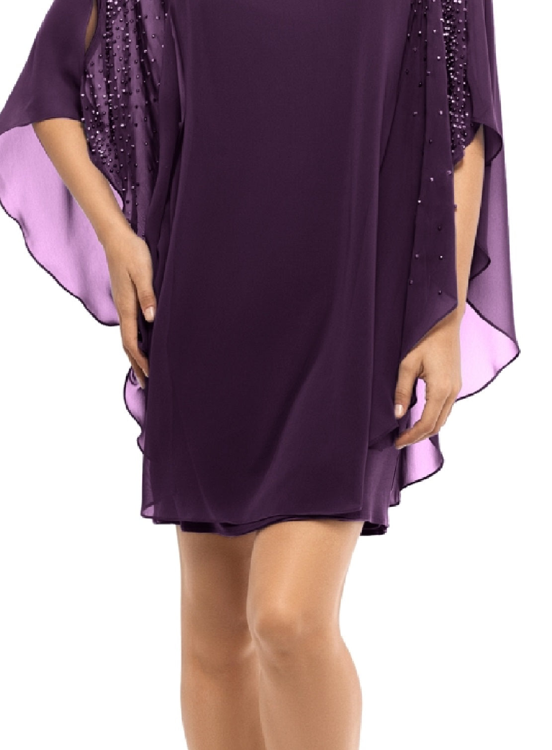 Vestido tubinho com sobreposição de chiffon feminino XSCAPE roxo tamanho 4 Petite