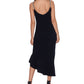 Vestido assimétrico feminino XSCAPE com alças de strass, preto, tamanho 10, pequeno