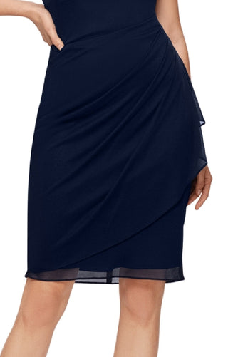 Vestido feminino XSCAPE com jugo com contas, azul, tamanho 4, pequeno