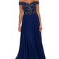 Vestido feminino Xscape azul marinho ombro a ombro tamanho 16