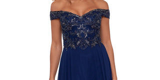 Vestido de noite longo com detalhes XSCAPE feminino, azul, tamanho 18