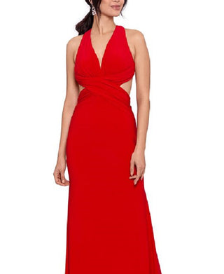 Vestido feminino XSCAPE com decote cruzado nas costas e corte evasê, vermelho, tamanho 6