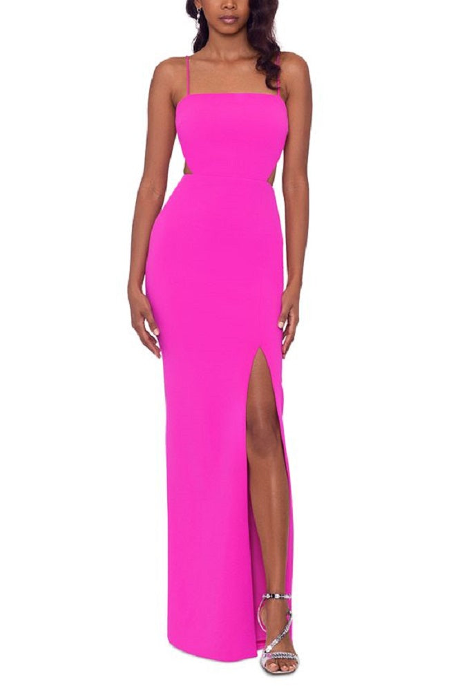 Vestido feminino XSCAPE com fenda e recorte rosa, tamanho 2