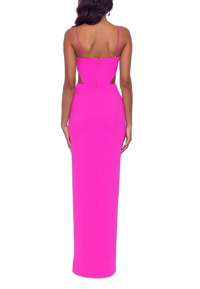Vestido feminino XSCAPE com fenda e recorte rosa, tamanho 2
