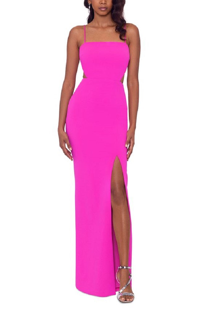 Vestido feminino XSCAPE com fenda e recorte rosa, tamanho 8