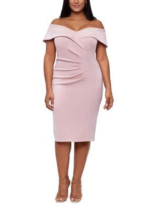 Vestido feminino XSCAPE com decote coração, rosa, tamanho 22W