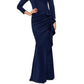 Vestido feminino XSCAPE Scuba com recortes, babados, caimento evasê, azul, tamanho 16