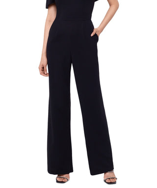 Macacão feminino XSCAPE com babados e ombros descobertos, preto, tamanho 14