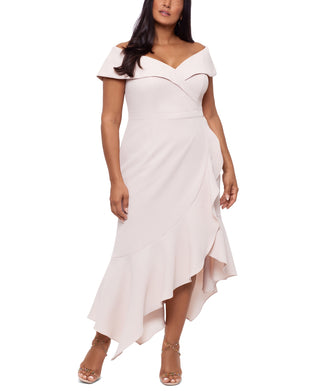 Vestido feminino XSCAPE ombro a ombro rosa tamanho 20W