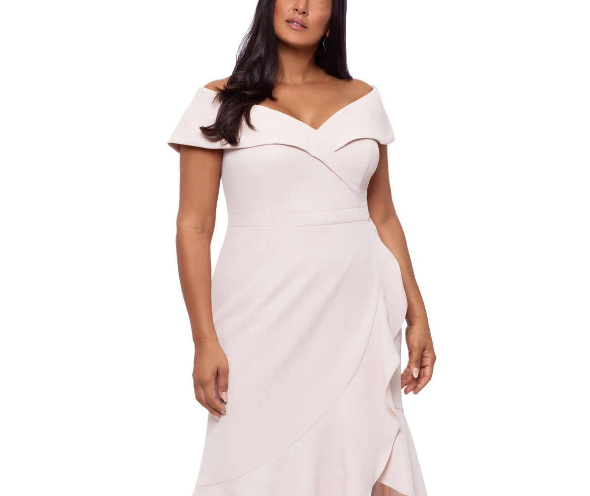 Vestido feminino XSCAPE ombro a ombro rosa tamanho 20W