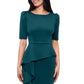 Vestido feminino XSCAPE Scuba com babados e manga curta, verde, tamanho 14