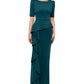 Vestido feminino XSCAPE Scuba com babados e manga curta, verde, tamanho 14