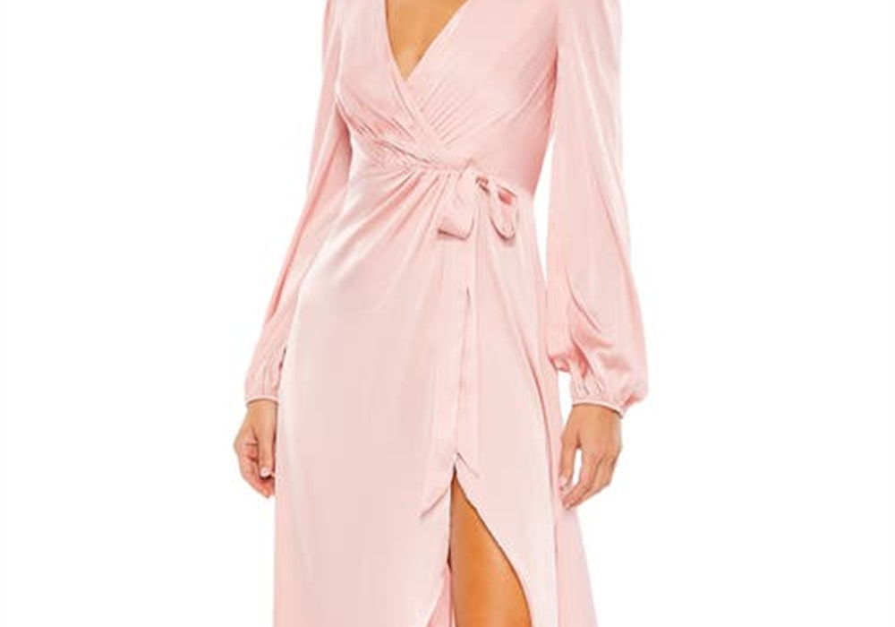 Vestido envelope de cetim Ieena for Mac Duggal - rosa, tamanho 12