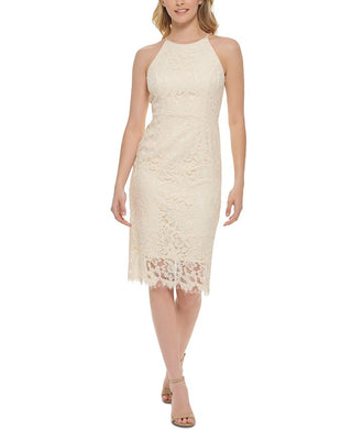 Eliza J Women's Lace Halter Dress White Size 6Petite