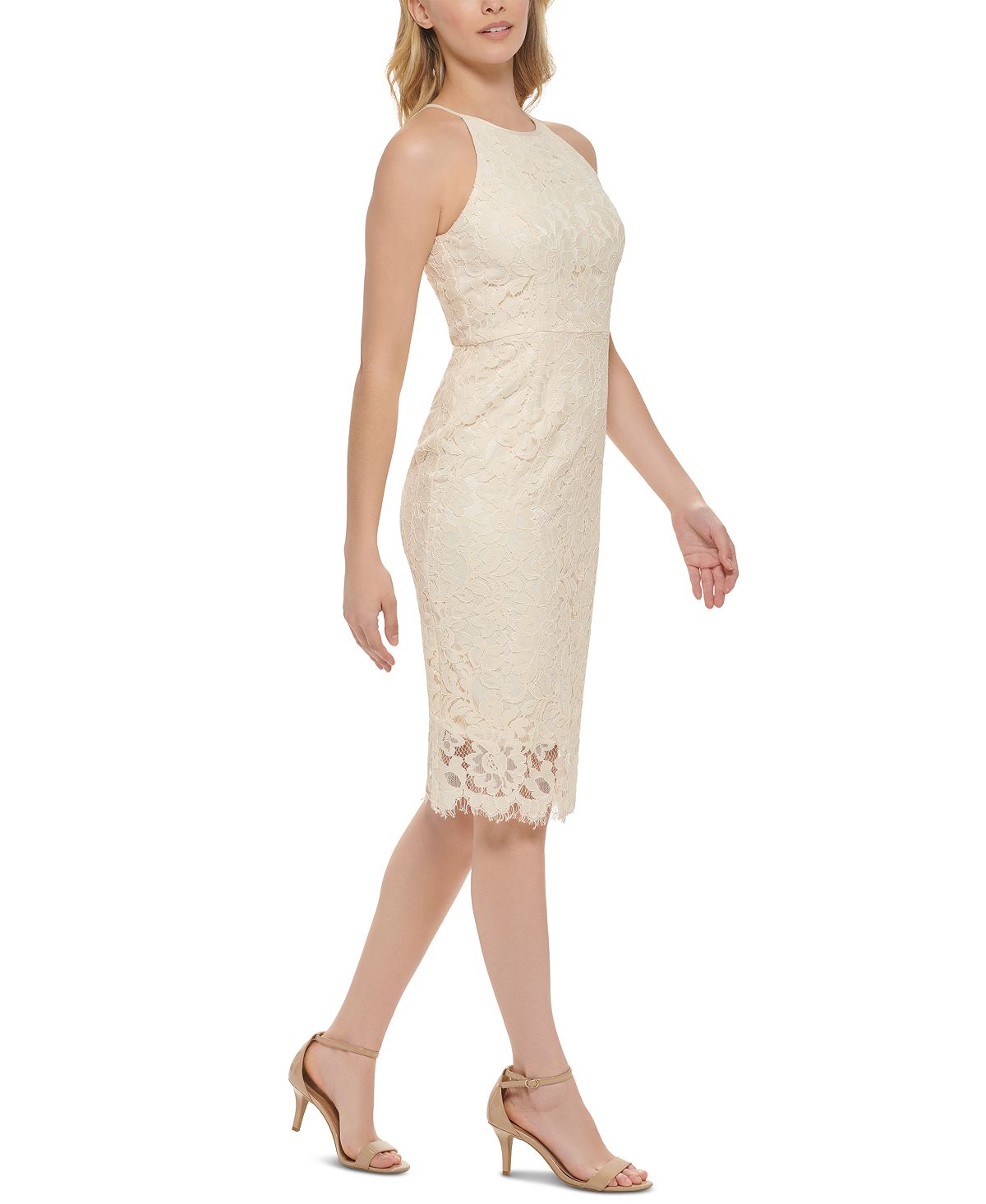Vestido Halter de Renda Feminino Eliza J Branco Tamanho 6 Petite